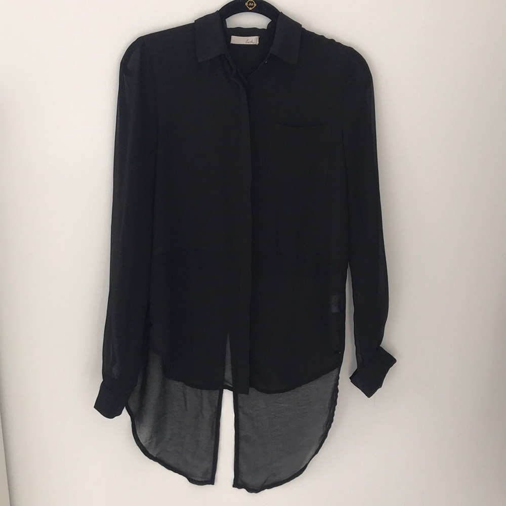 LUSH black button up with back tails.